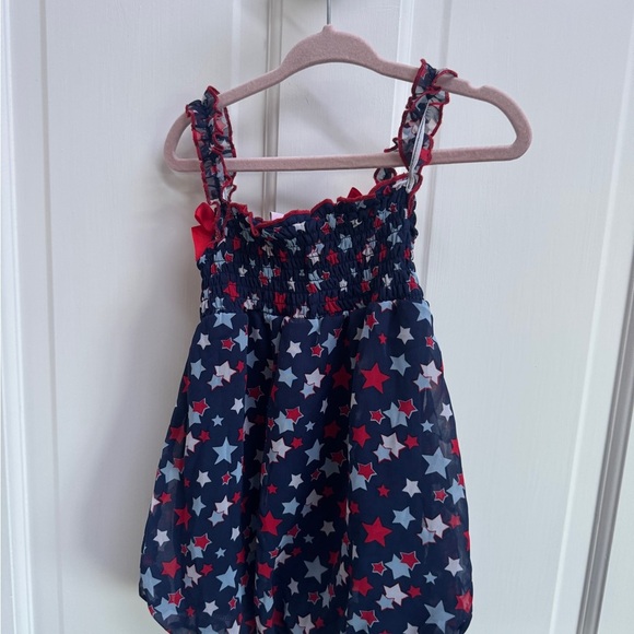 NWOT Little Lass Baby 18M Patriotic Red White & Blue Girls Bubble TankTop Blouse - Picture 5 of 6